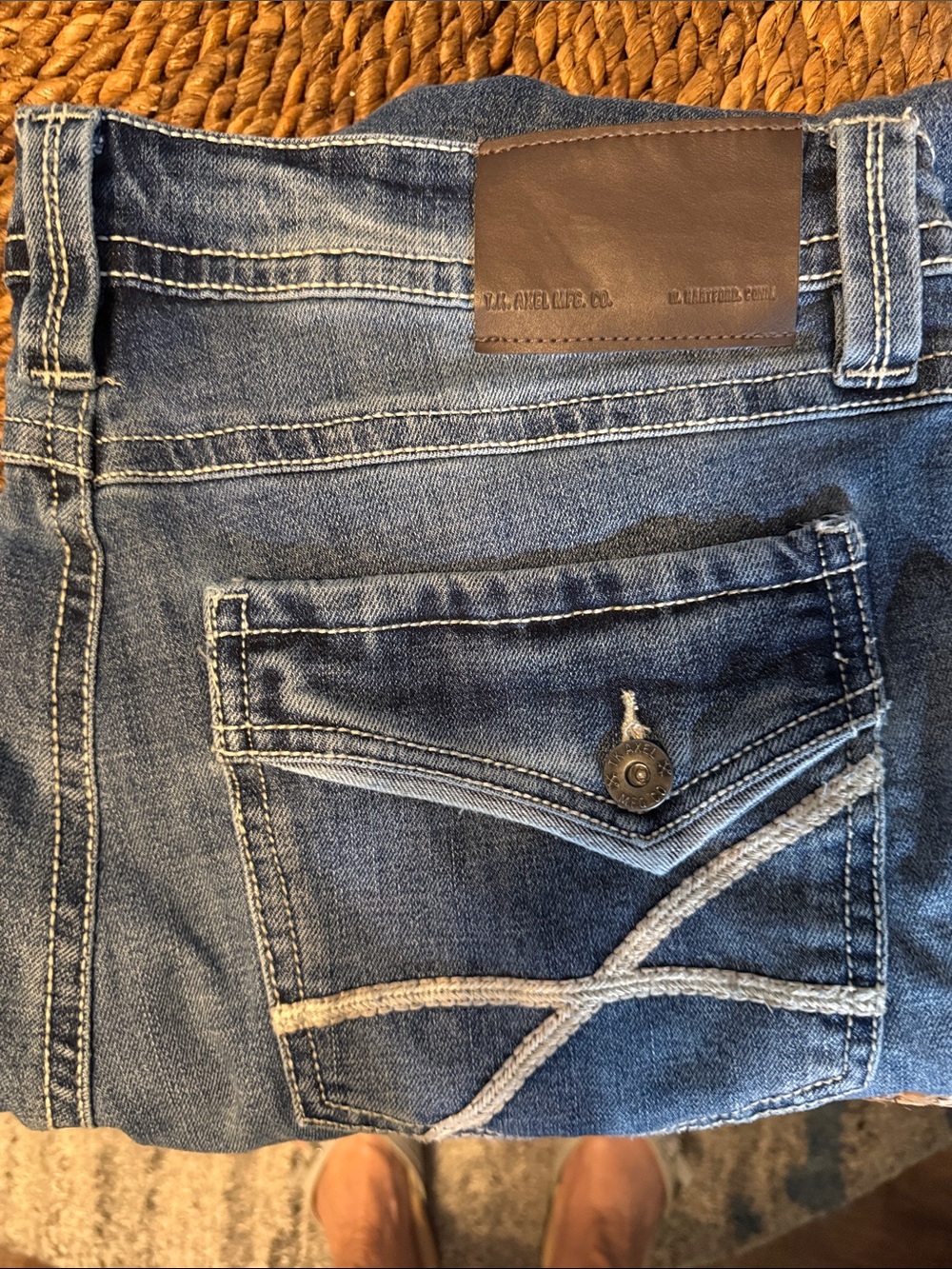 Men's Bootcut Jeans in Faded Blue with Contrast Stitching
